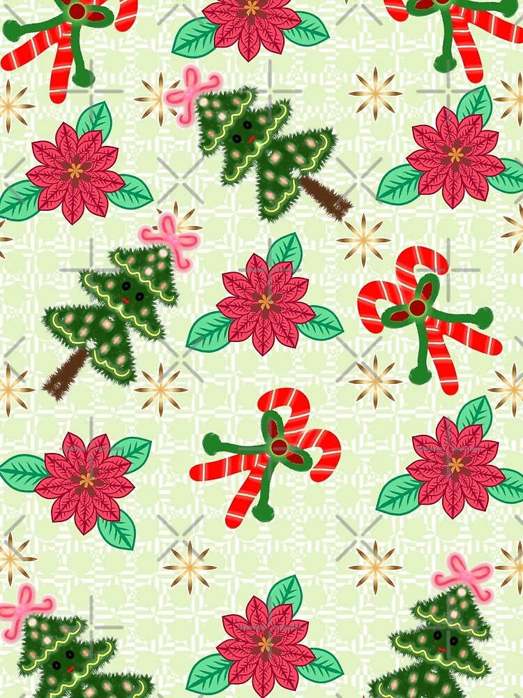 Cute Christmas Poinsettia Trees & Candy Canes Pattern by HopeAndHustle