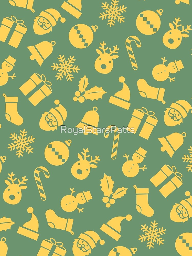 Green Winter Merry Christmas Holiday Pattern    - Christmas Gift Baskets by RoyalStarsPatts