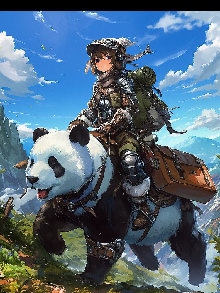 Anime boy traveling on panda by TheArtistOf2022 Unisex , , , Long Sleeve Tee