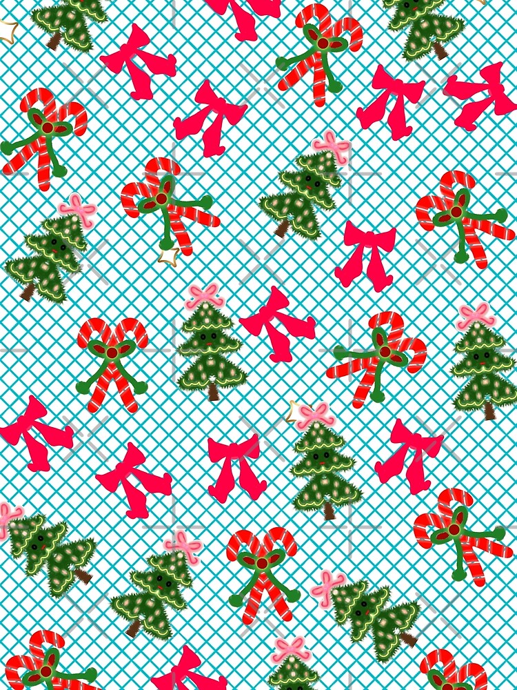 Cute Christmas Pattern with Candy Canes, Bows & Christmas Trees – Festive Holiday Design by HopeAndHustle
