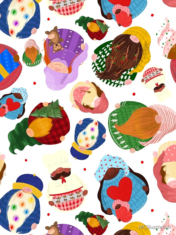 Cute Holiday Gnomes Repeating Pattern by MCIllustration