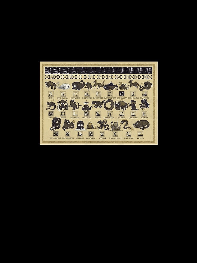 Alphabet of Sea Monsters Poster by tinerziseiderk Unisex , , , Long Sleeve Tee