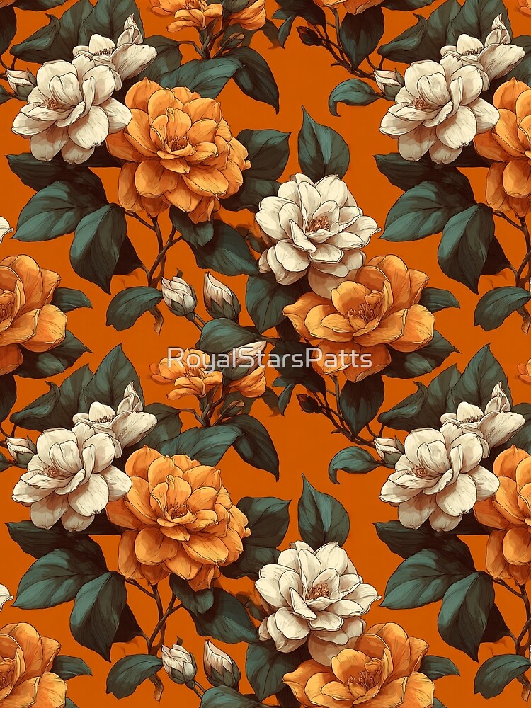 Vibrant Gardenias Floral - Birth Flower Pattern - Retirement Gifts For Grandma by RoyalStarsPatts