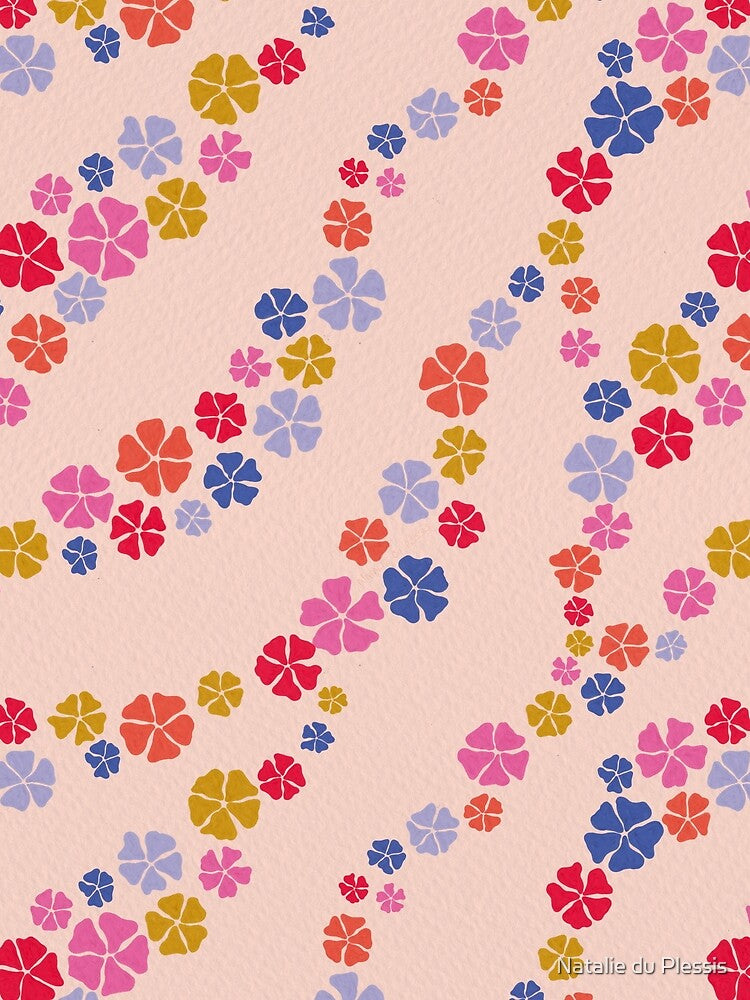 Retro Rainbow Flowers by Natalie du Plessis Unisex , , , Long Sleeve Tee