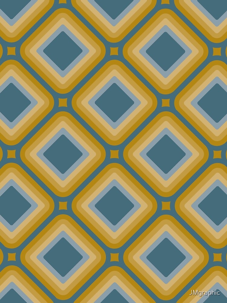 Mid-century Retro Geometric Pattern - Olive yellow and dusty blue by JMgraphic Unisex , , , Long Sleeve Tee