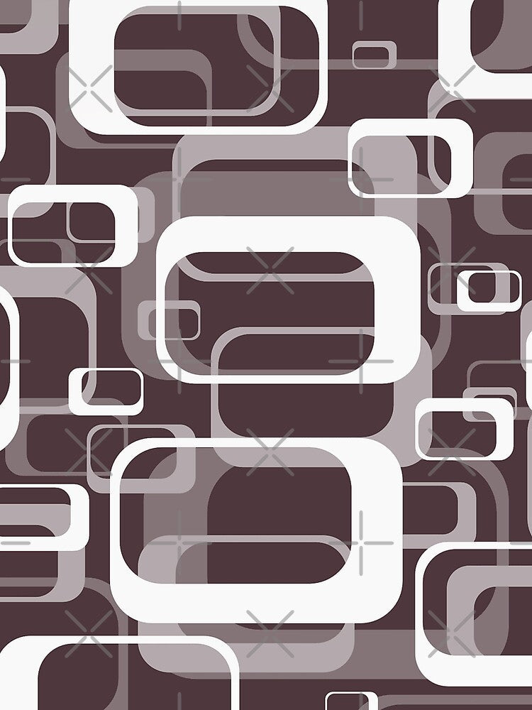 Monochrome Brown 60s Inspired Retro Shapes by TotallyRetroArt Unisex , , , Long Sleeve Tee