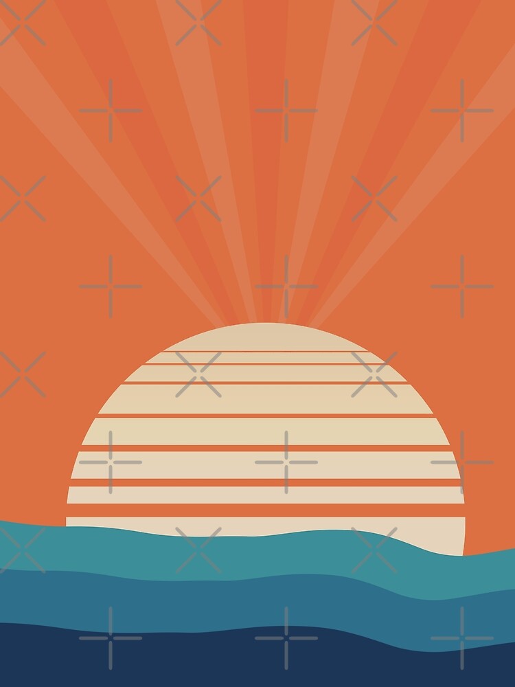Retro Sunset Minimal Art by M3PicsStudio Unisex , , , Long Sleeve Tee