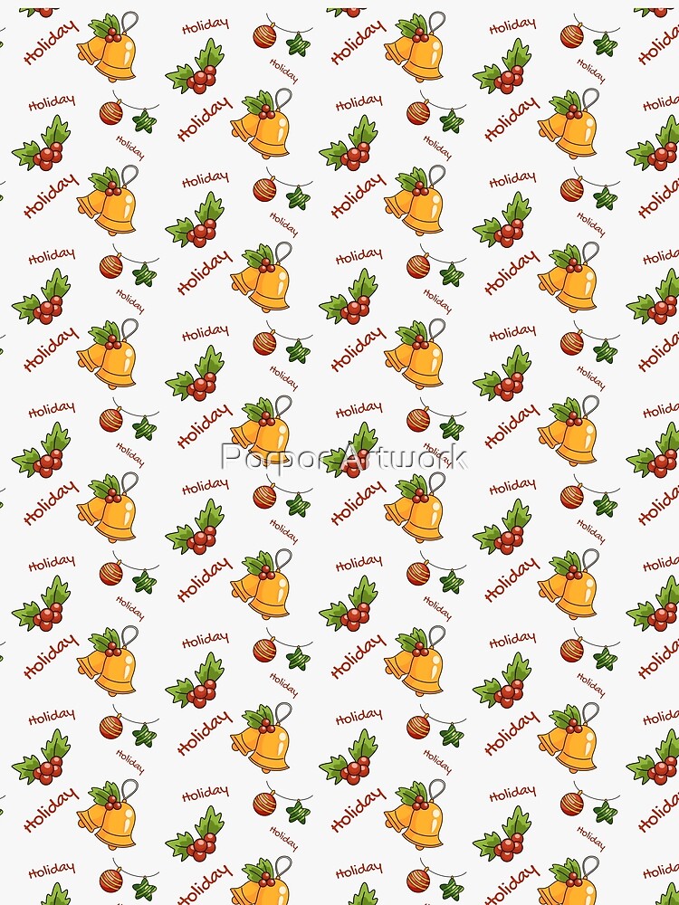 Cute Christmas Holiday Bells Pattern by Porpor Artwork
