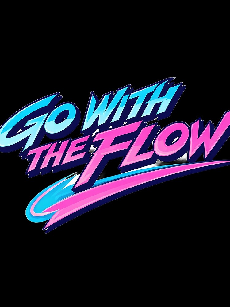 Go With The Flow 80s Retro Wave Typography | Neon Retro Motivation by Art-Selling Unisex , , , Long Sleeve Tee