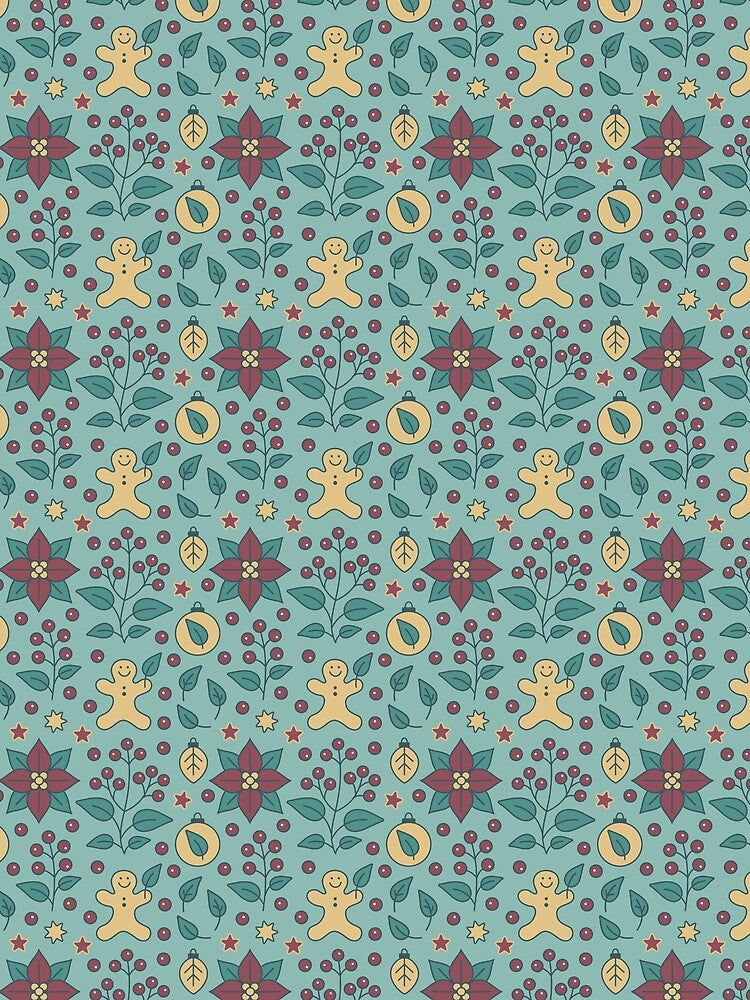 Eco Christmas Gingerbread & Foliage Seamless Pattern by illustana