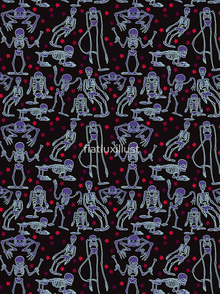 Spooky Scary Dancing Skeletons by fiatluxillust