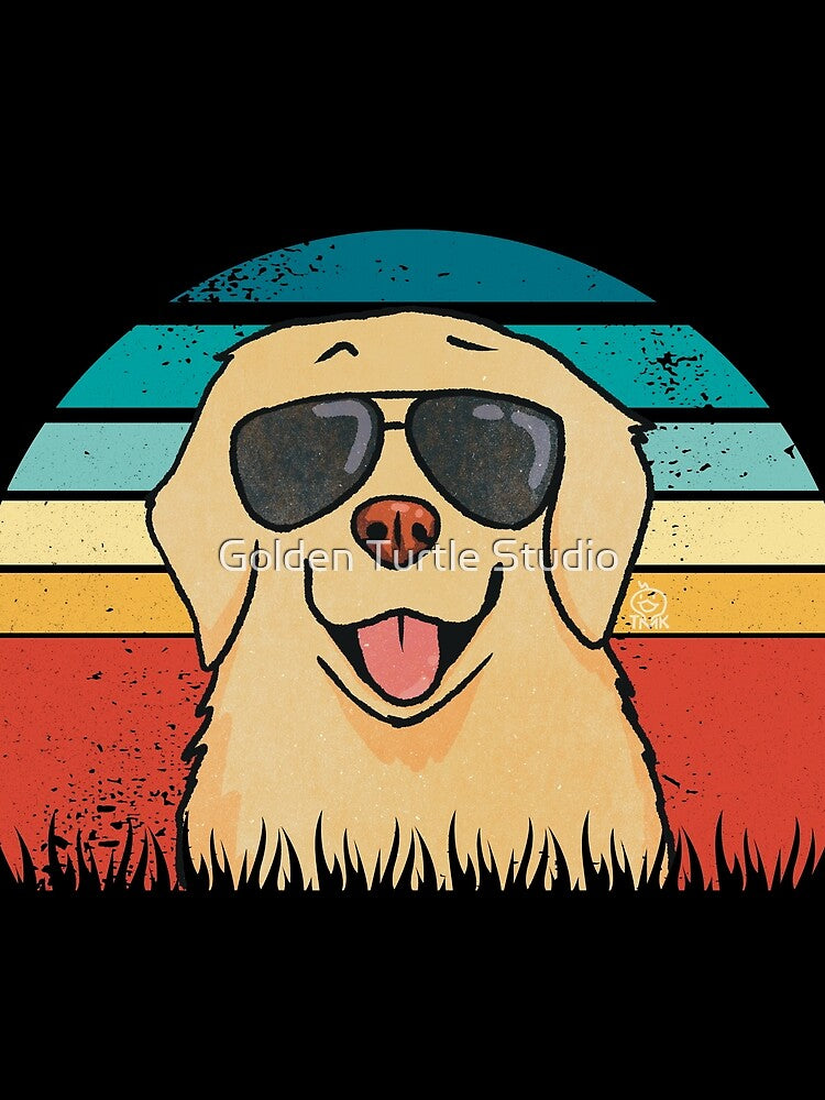 Retro Sunset Cool Golden Retriever by Golden Turtle Studio Unisex , , , Long Sleeve Tee