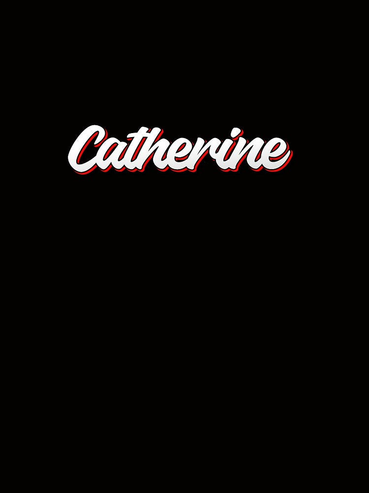 Retro Catherine Name Label (Black) by KACIIBARN Unisex , , , Long Sleeve Tee