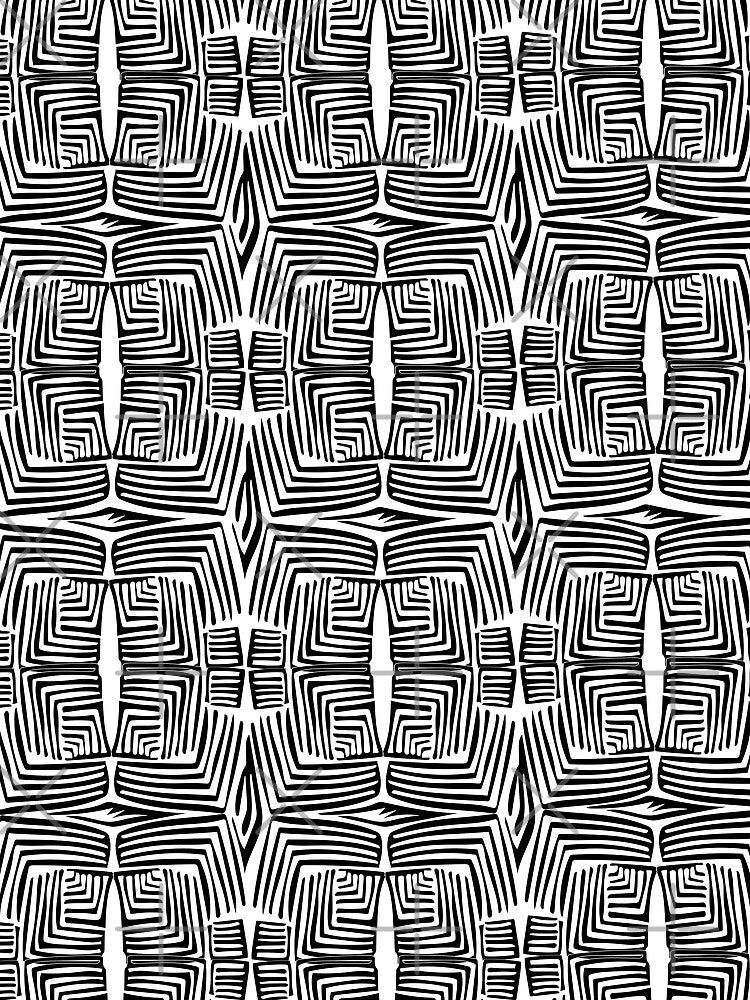 Retro Pattern Design Black And White by ubustudio Unisex , , , Long Sleeve Tee