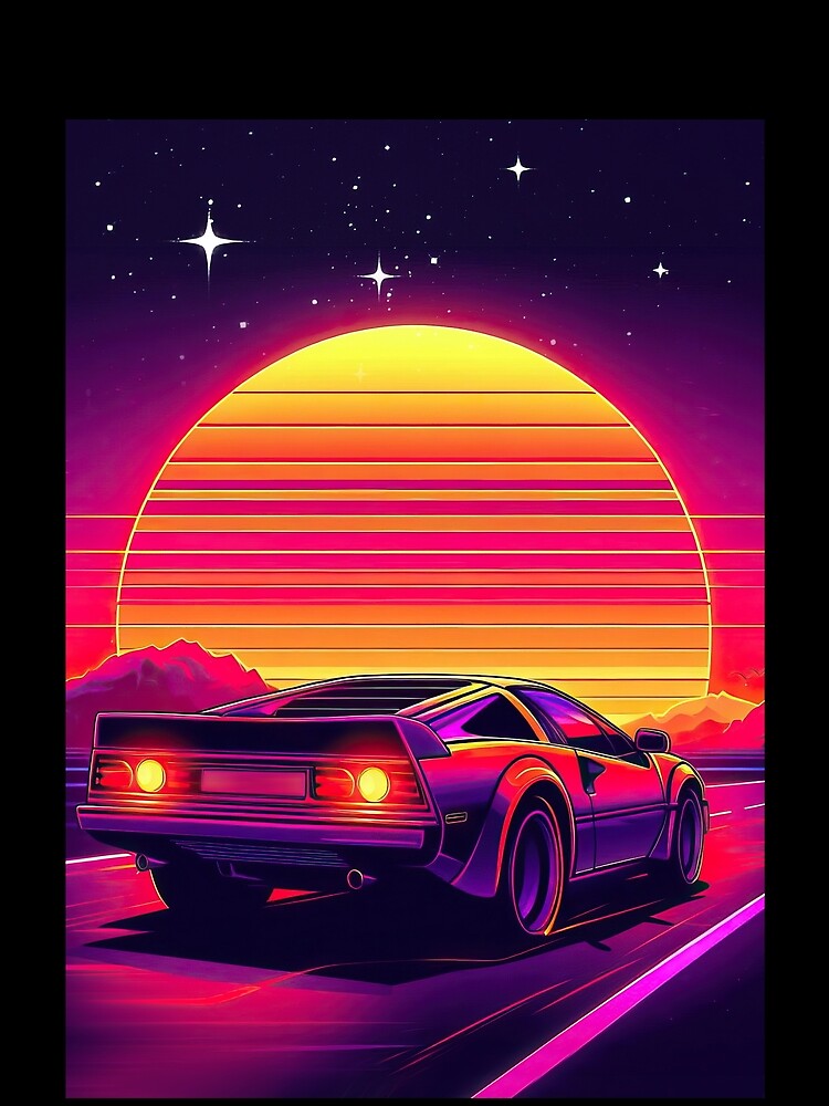 Retro Sports car at sunset by TheArtistOf2022 Unisex , , , Long Sleeve Tee