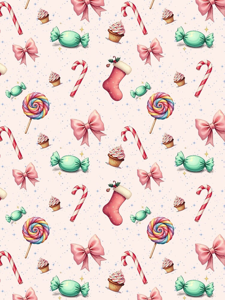 Pastel Candy Christmas Seamless Pattern  Cute Holiday Sweets by Modish-Arts