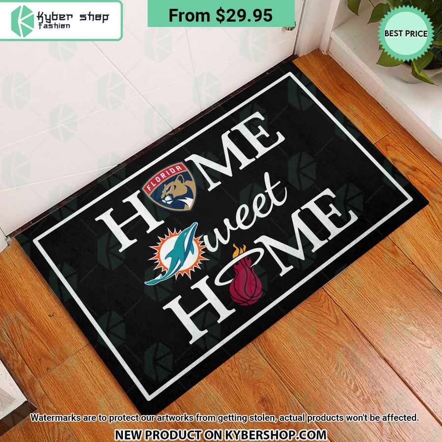 Florida Panthers Miami Dolphins Miami Heat Home Sweet Home Doormat