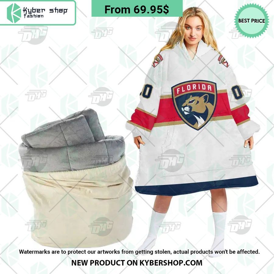 Florida Panthers white Hoodie Blanket