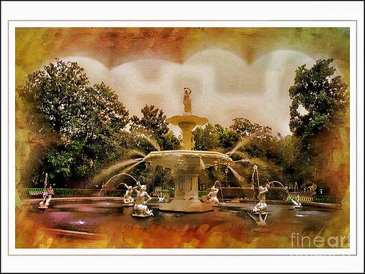Forsyth Park Fountain Print Unisex , , , Long Sleeve Tee