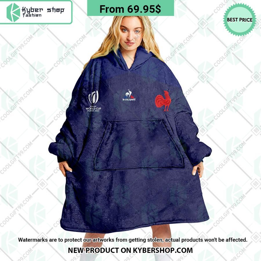 France Rugby Home Jersey Rugby World Cup 2023 CUSTOM Blanket Hoodie