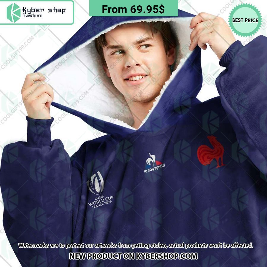 France Rugby Home Jersey Rugby World Cup 2023 CUSTOM Blanket Hoodie