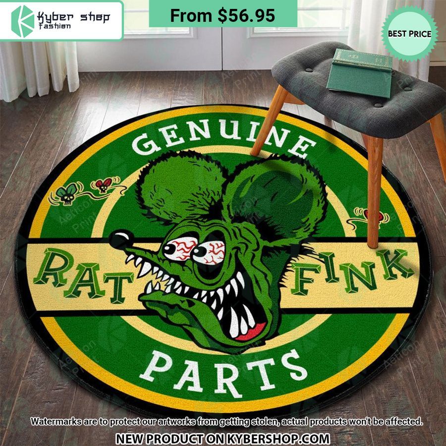 Genuine Rat Fink Parts Hot Rod Round Rug