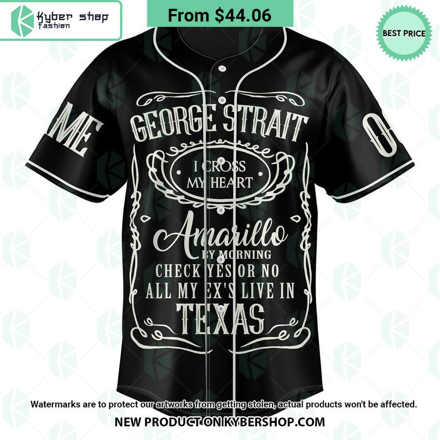 George Starit All My Ex’s Live In Texas CUSTOM Baseball Jersey