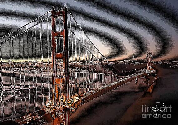 Golden Gate Bridge Print Unisex , , , Long Sleeve Tee