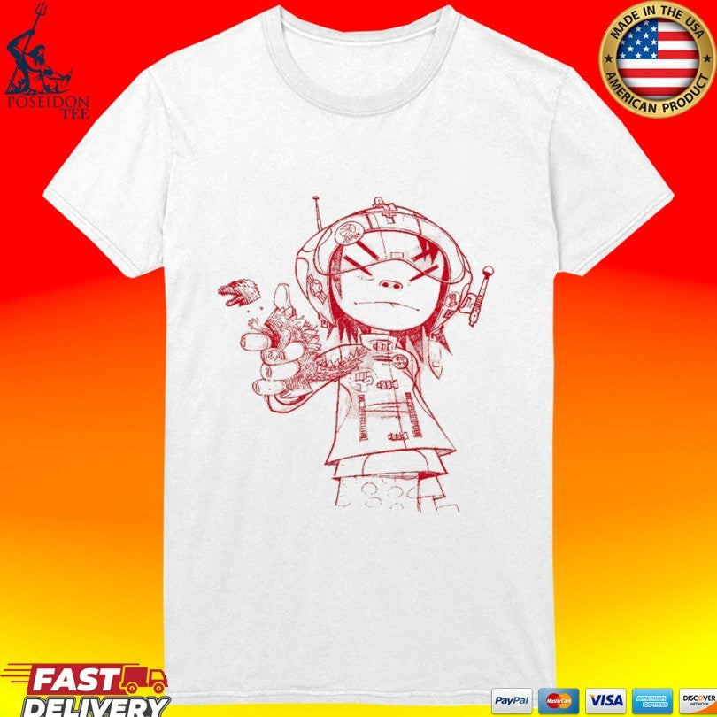 Gorillaz Noodle Line Drawing T-shirt