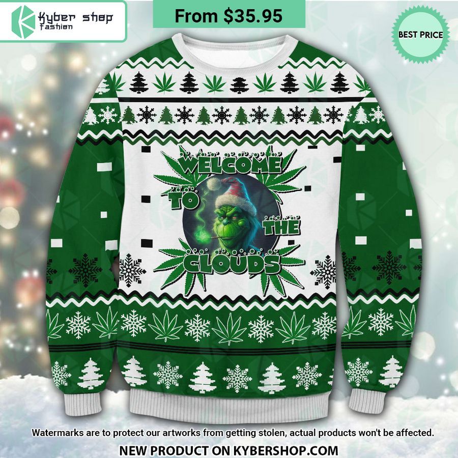 Grinch Weed Clouds Sweater