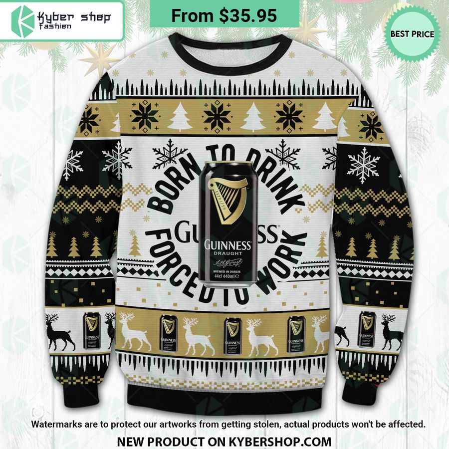 Guinness Born To Drink Ugly Christmas Sweater