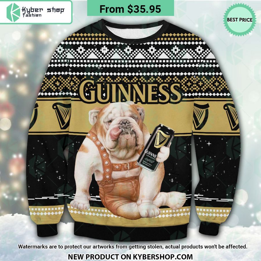 Guinness Bulldog Ugly Christmas Sweater