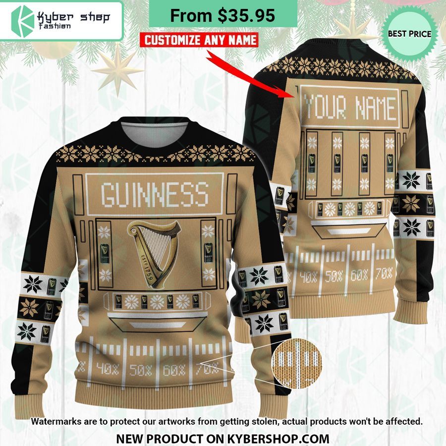 Guinness Custom Name Ugly Christmas Sweater