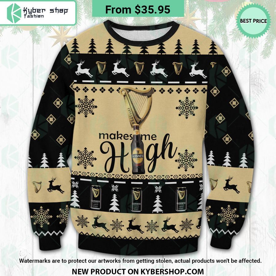 Guinness Make Me High Ugly Christmas Sweater