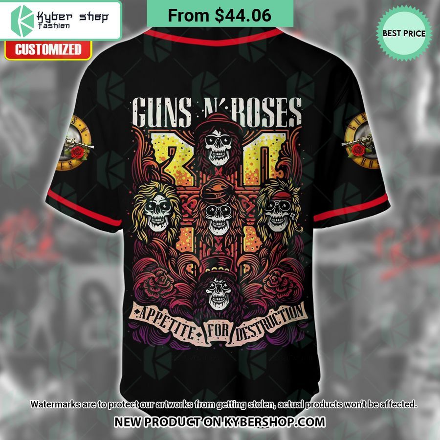 Gun N’ Roses Skull Appetite for Destruction CUSTOM Baseball Jersey