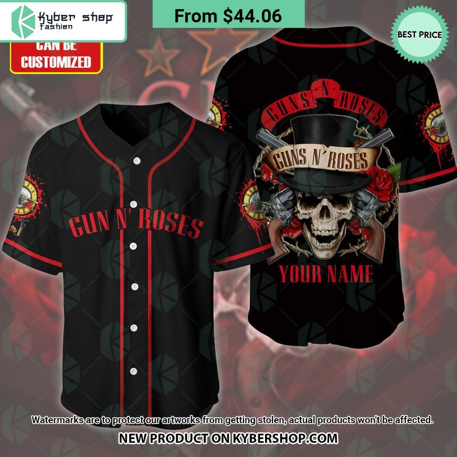 Gun N’ Roses Skull CUSTOM Baseball Jersey