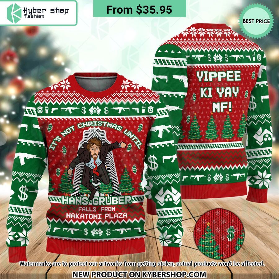 Hans Gruber Fall Nakatomi Plaza Die Hard Ugly Christmas Sweater