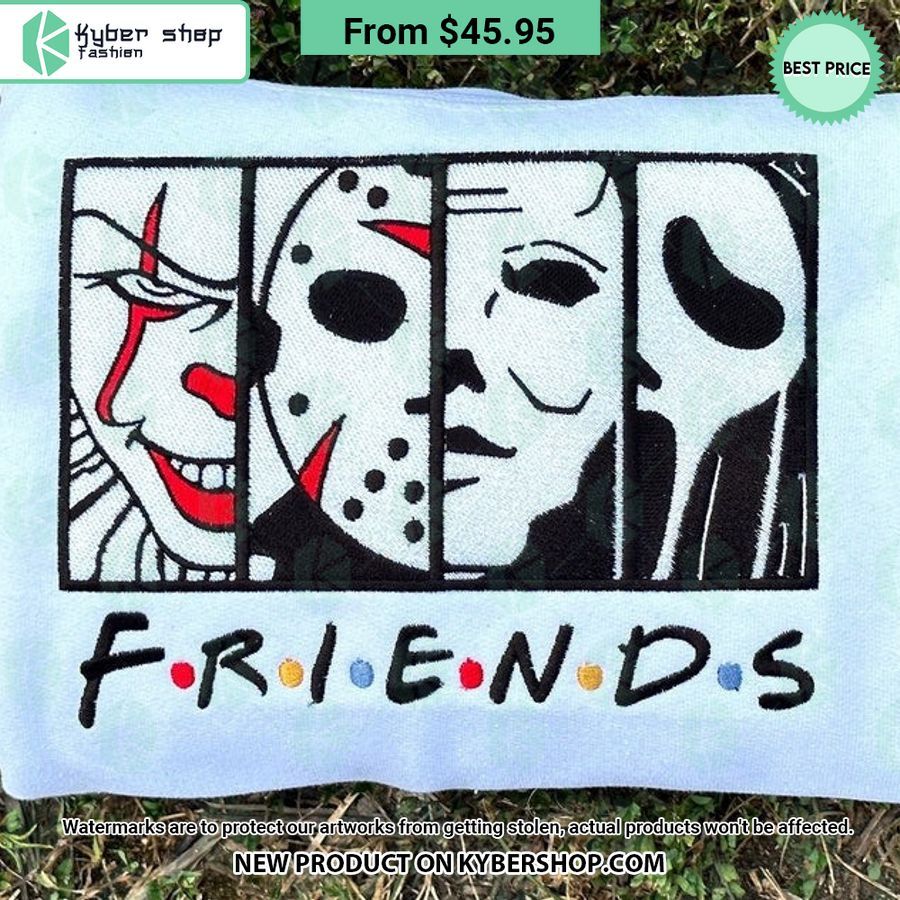 Horror Movie Characters Friends Halloween Embroidered Sweatshirt