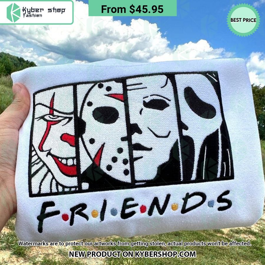 Horror Movie Characters Friends Halloween Embroidered Sweatshirt