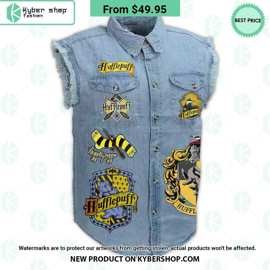 Hufflepuff No One Cares Where You Were Yesterday Sleeveless Denim Jacket
