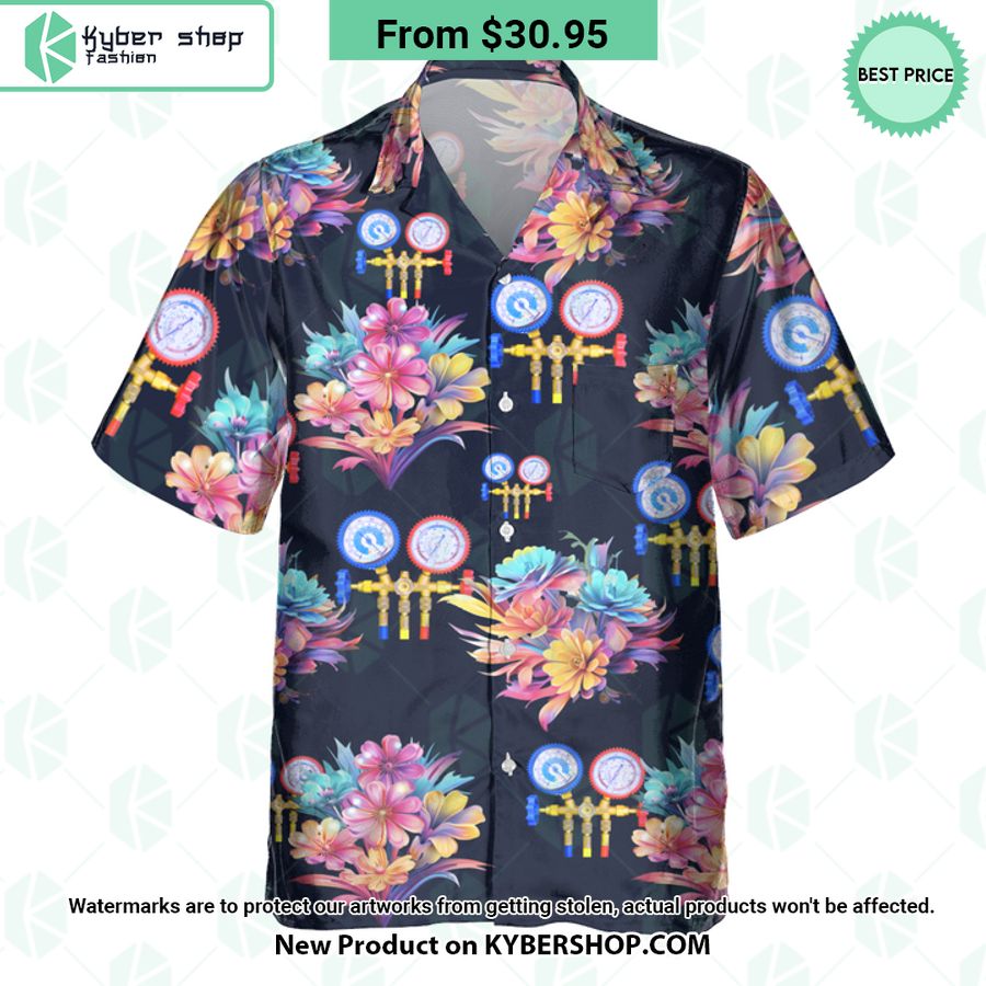 HVAC Tech Flowers Hawaiian Shirt