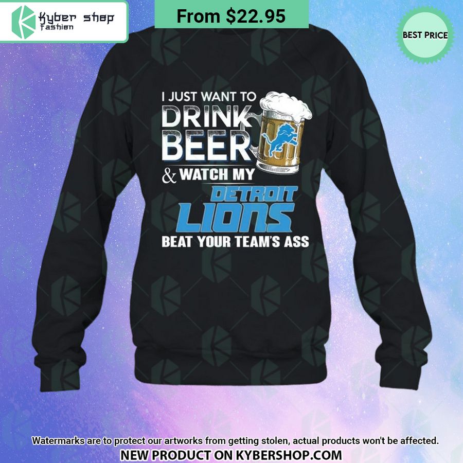 I Just Want To Drink Beer & Watch My Detroit lions T Shirt