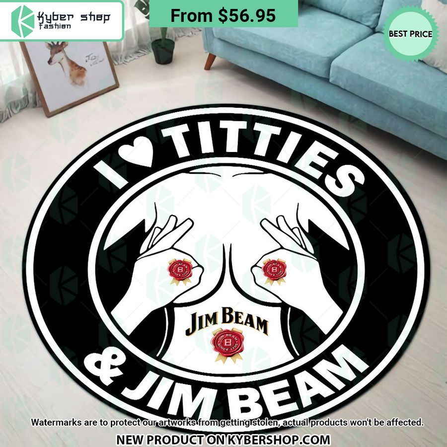 I love Titties and Jim Beam Round Rug