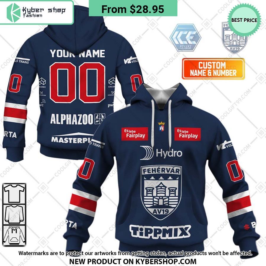 Ice Hockey League Fehervar AV19 Home Jersey Style Hoodie