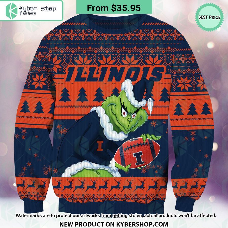 Illinois Fighting Illini Grinch Christmas Sweater