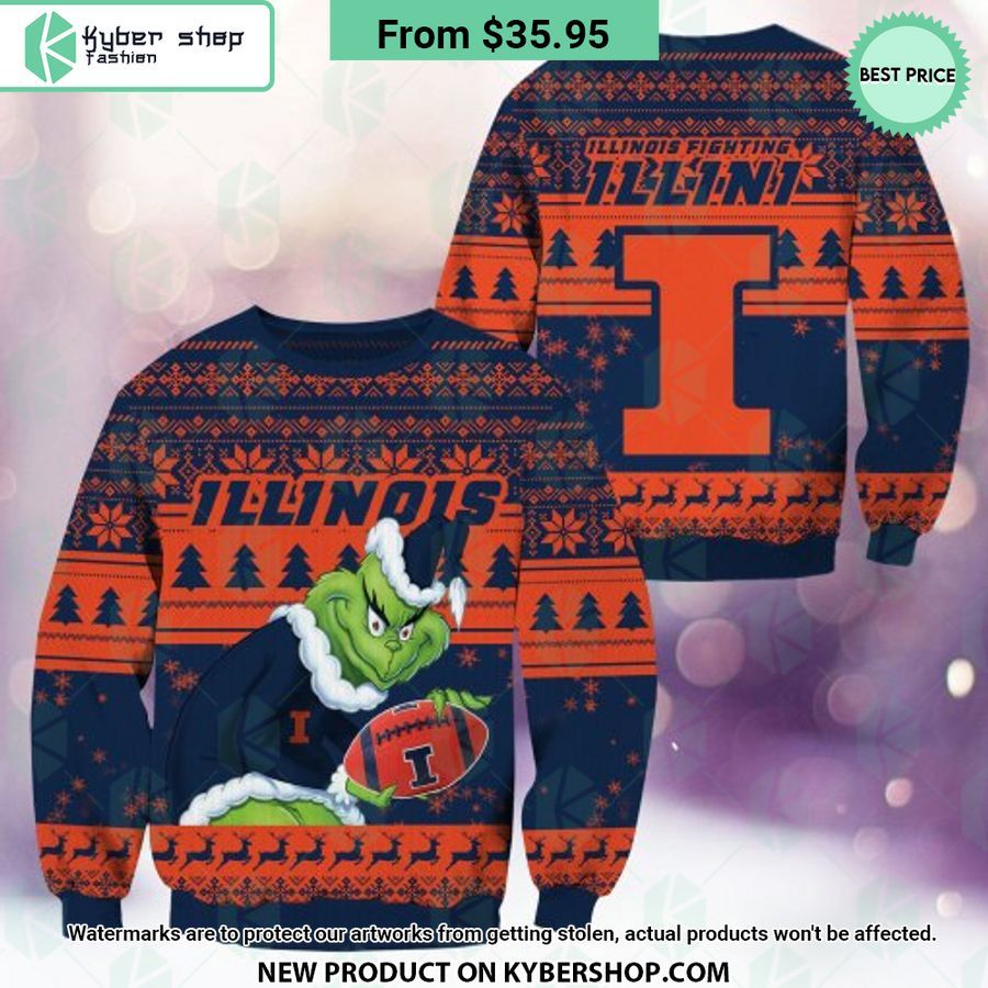 Illinois Fighting Illini Grinch Christmas Sweater