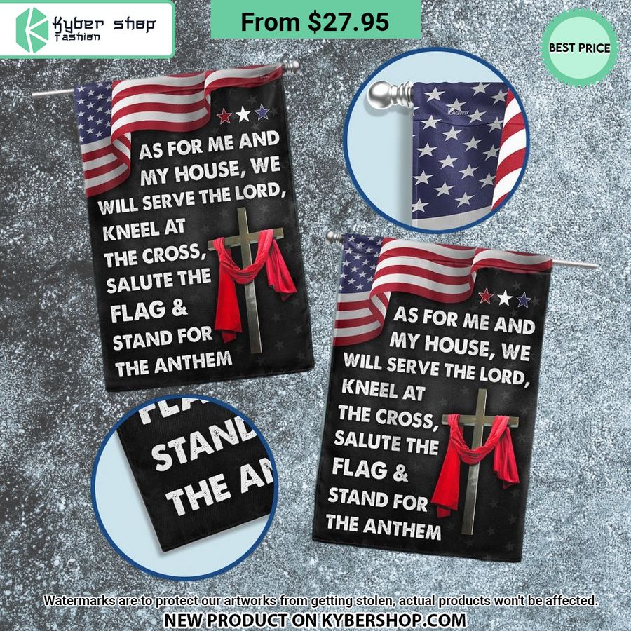 Jesus Cross American Flag As For Me And My House We Will Serve The Lord Flag