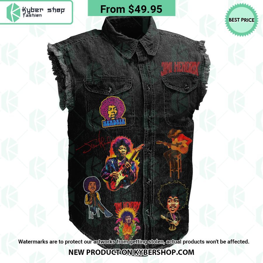 Jimi Hendrix Knowledge Speaks Wisdom Listens Sleeveless Denim Jacket