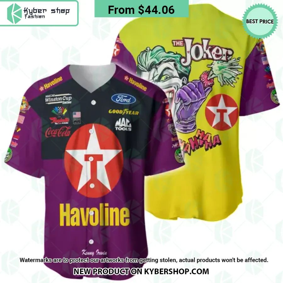 Kenny Irwin Nascar 1998 Joker Film Racing Baseball Jersey
