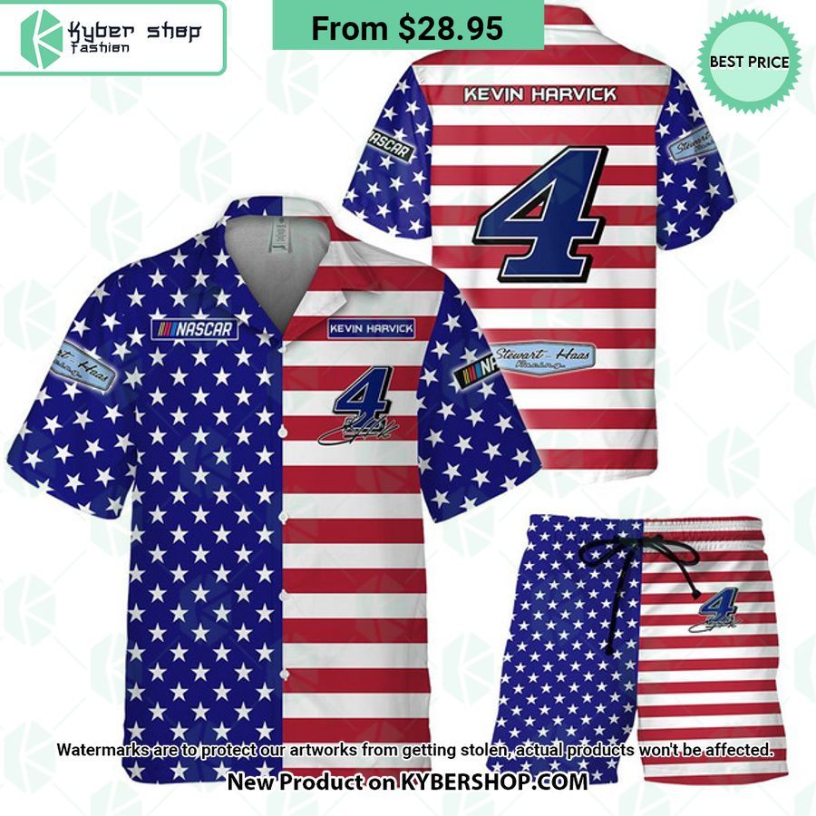 Kevin Harvick NASCAR Racing Independence Day Hawaiian Shirt